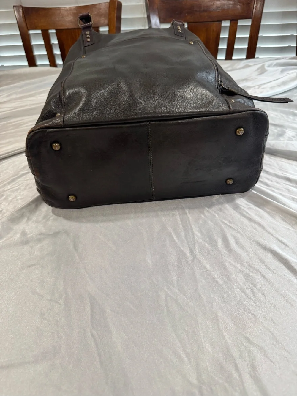 SOLO Brown Leather Laptop Business Tote Shoulder Bag